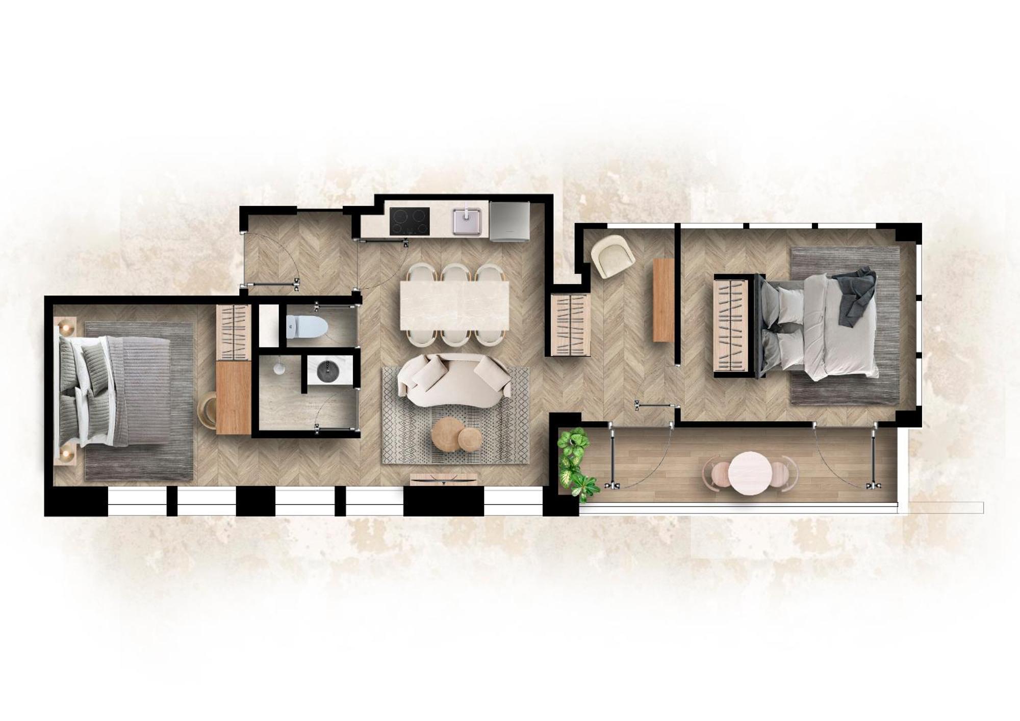 Two-Bedroom Apartment with Balcony and Terrace,1602585151:JPEG