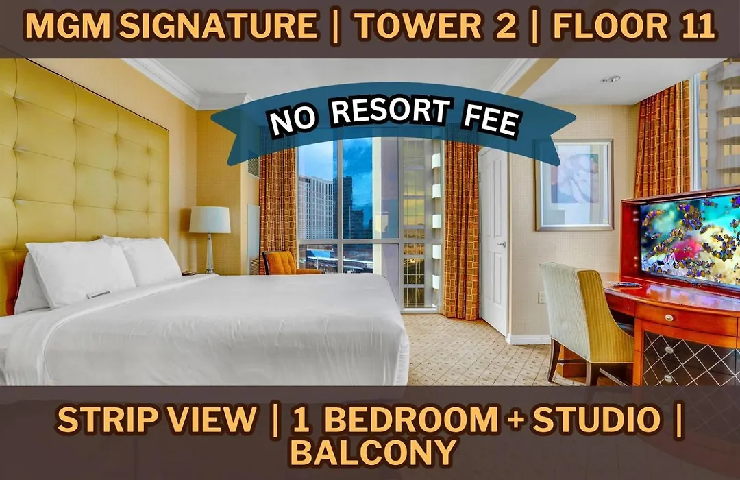 Mgm Signature 11Th Floor 2Br Combo Strip View No Resort Fee-1